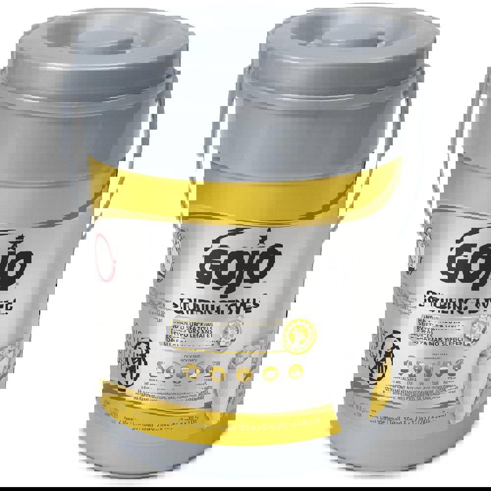 Scrubbing Towels, Hand Cleaning, 2-Ply, 10.5 x 12, Silver/Yellow, 72/Bucket, 6/Carton